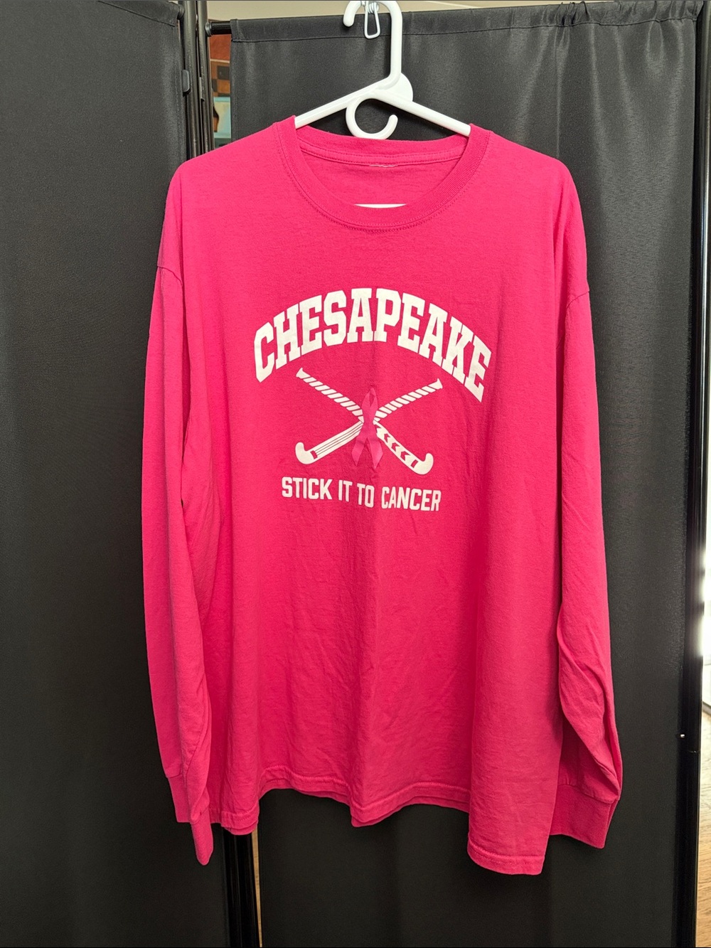 Pink Long Sleeve Tee - CHESAPEAKE Hockey Stick It To Cancer